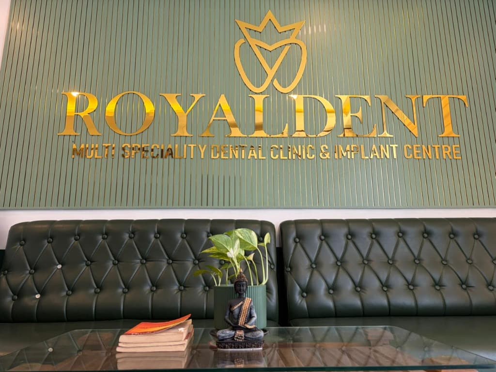 Royaldent Multispeciality Clinic Gold Logo & Premium Waiting Area